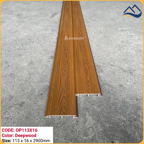 Tấm Ốp Gỗ Nhựa Ngoài Trời Kosmos Phủ ASA OP113X16 Deepwood